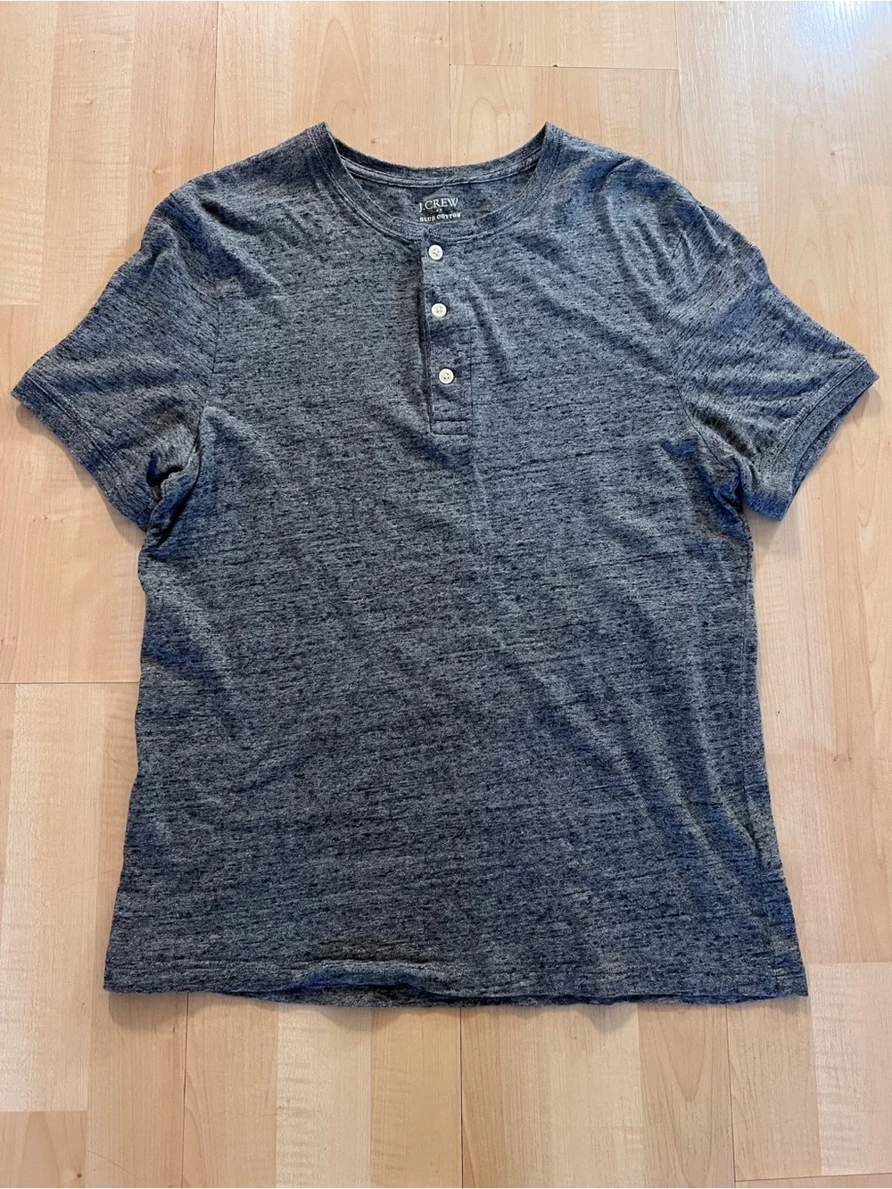J.Crew Gray Slub Cotton Henley Shirt Men Size M Short Sleeve Casual Basic Tee